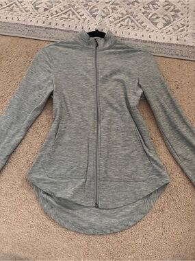 Women's Lightweight Full-Zip Heathered Longline Jacket - Gray